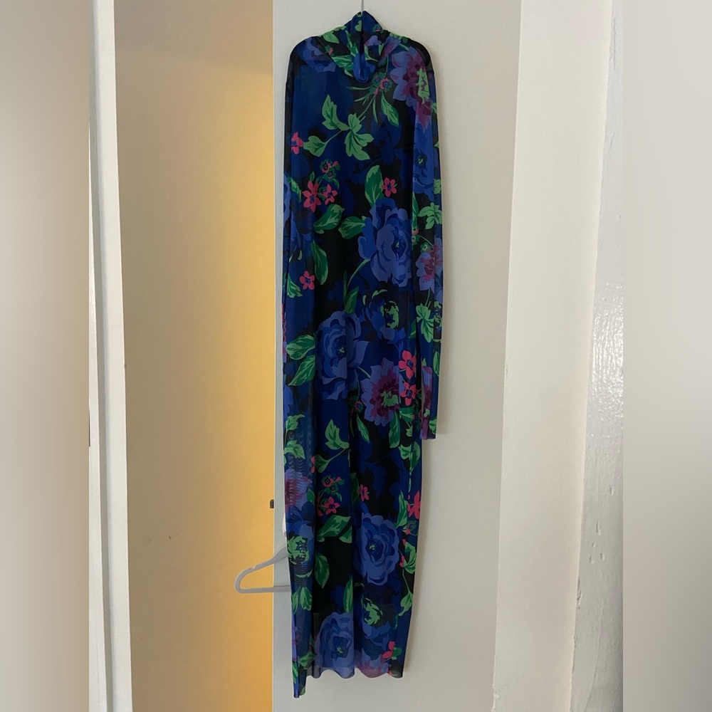 AFRM turtleneck sheer dress with slip